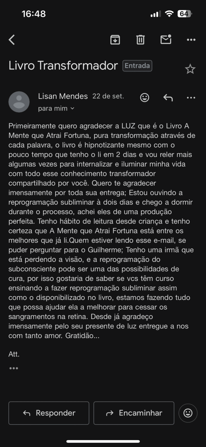 Depoimento leitor sobre O Paradoxo do Esforço - Transformação financeira